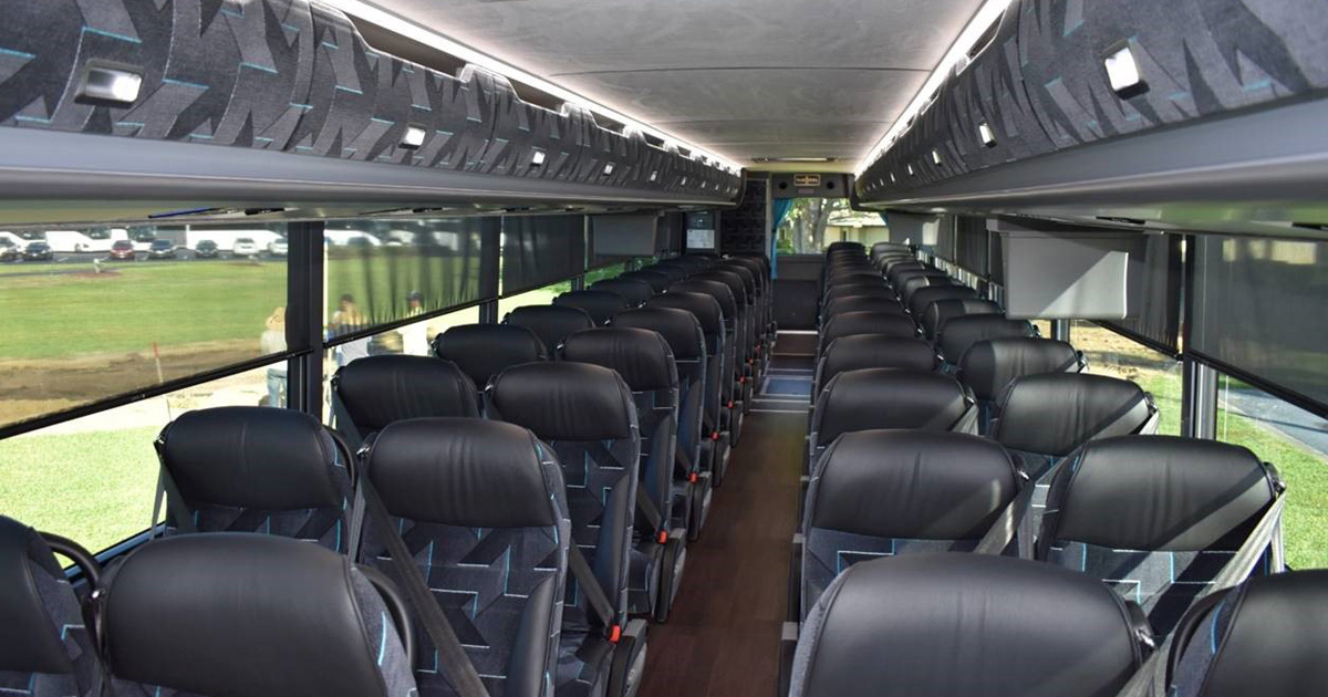 54 coach bus inside Monumental Tours Luxury Tour Bus